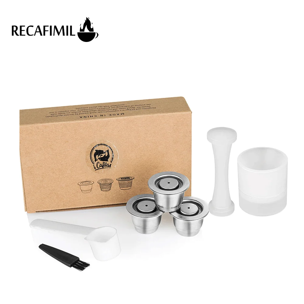 Многоразовые кофейные капсулы RECAFIMILCrema для Nespresso ppTamper дозирующие из нержавеющей