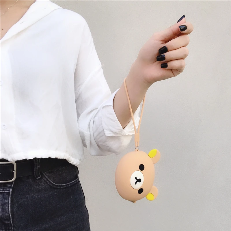 Милый мультяшный медведь сумка для наушников милый 3D мягкий силиконовый мини