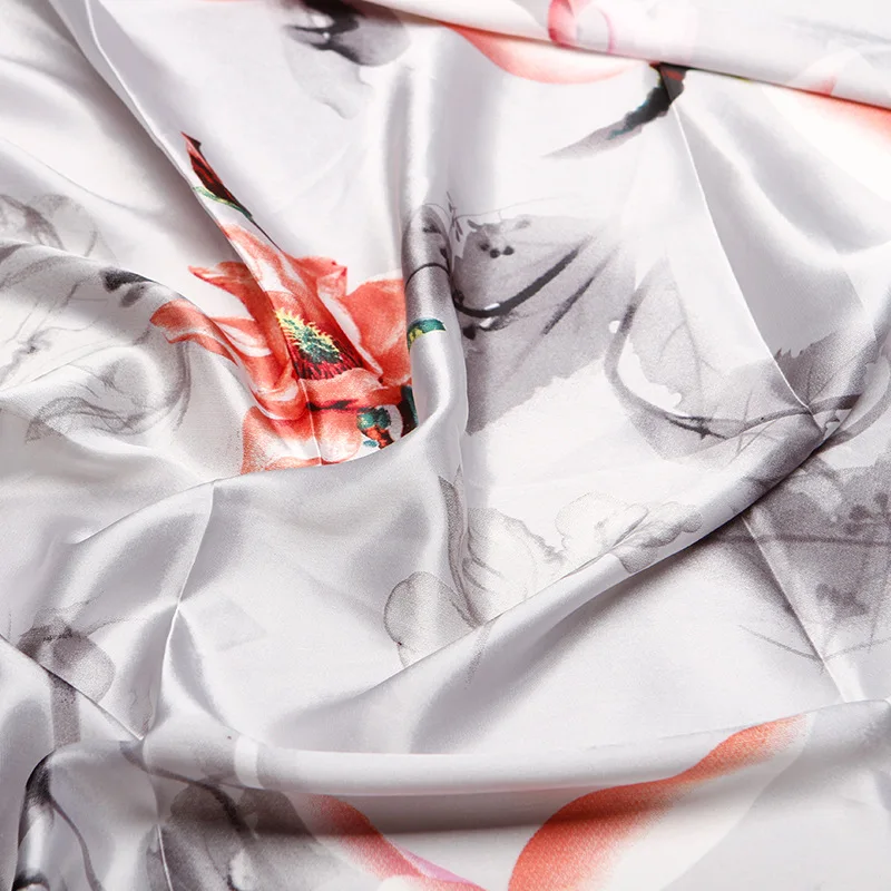 

New Fashion Spring 90*90cm Silk Scarves Women's Satin Print Square Headband Bandana Small Neck Decorate Muffler Hijab Lady