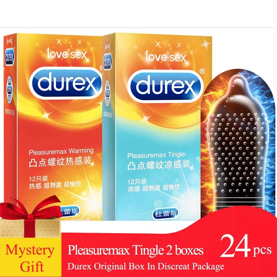 

Durex Condoms 12/24pcs Pleasuremax Warming/Tingle Condom with Ribs &Dots Sensitive Penis Sleeve Brand Condons Adult Sex Toys