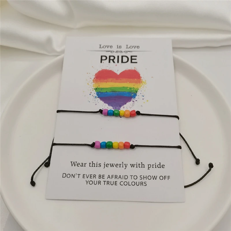 

Handmade Rainbow Rope Bracelet For Women Men Braided Sead Beaded Bracelet Couple Jewelry 2PCS/set