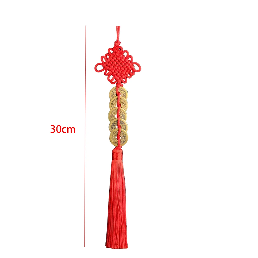 

5 Coins Pendant Good Luck Hanging String Interior Feng Shui Car Decor Home Mascot Gift Ornaments Wealth Chinese Knot Tassel