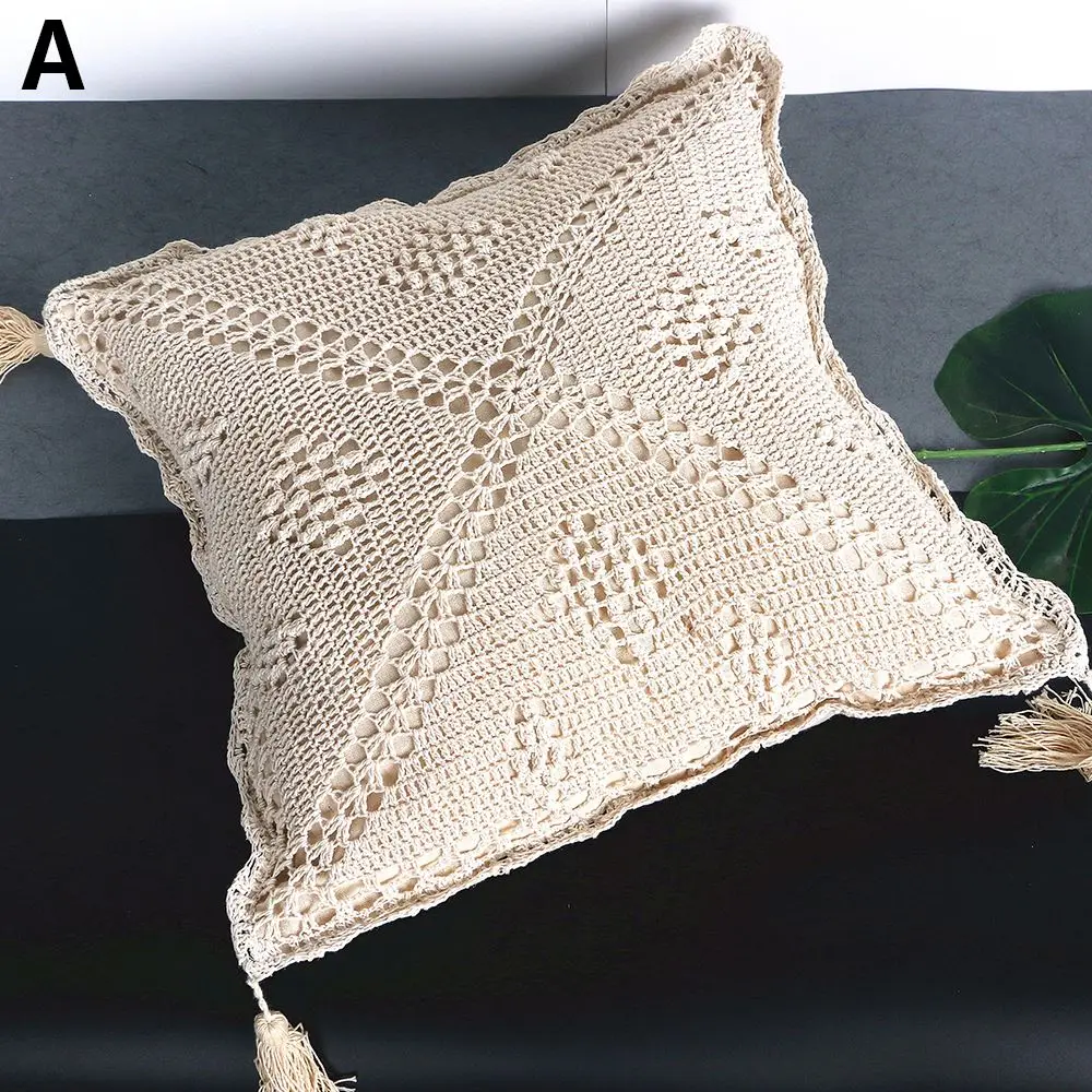 Наволочка ручной работы из хлопка и льна с нитью макраме наволочка