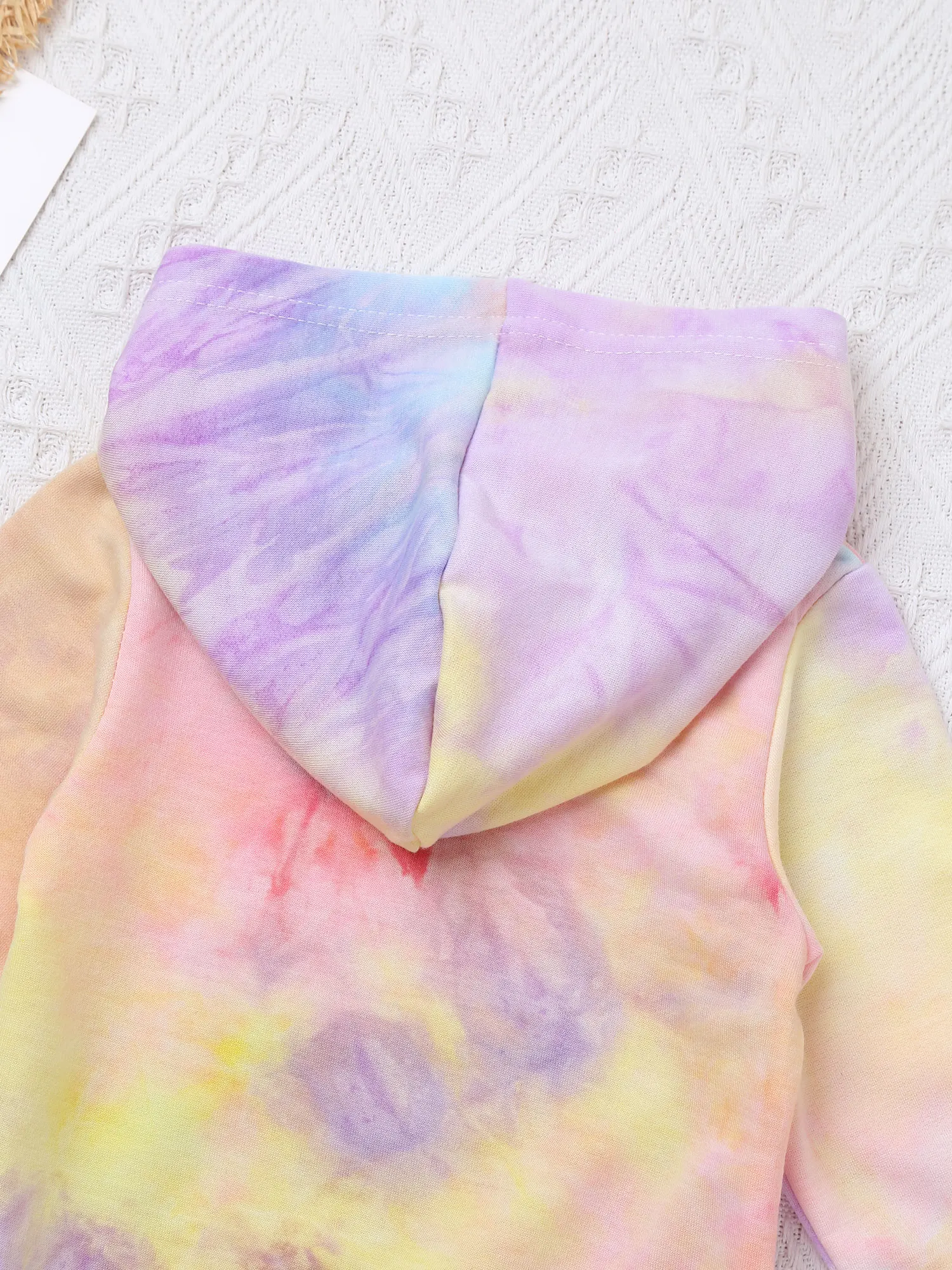 

Colorful 2Pcs Kids Girls Boys Tie Dye Print Spring Autumn Sweatshirt Set Hoodie Long Sleeve Large Pocket Sportsuit For Running