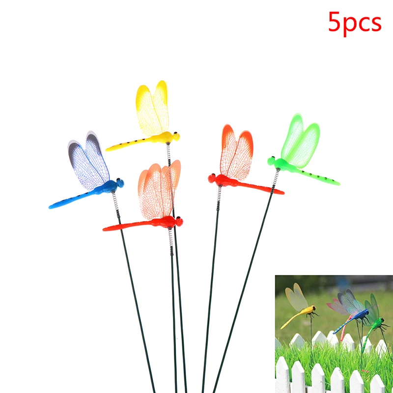 5 шт. 30 см искусственные стрекозы декоративные цветы для сада|Декоративные стойки