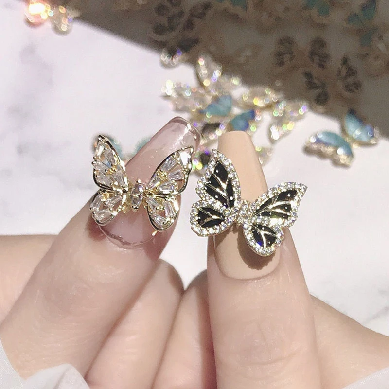 

Shining Butterfly Manicure Nail Decor INS Nail Art Rhinestones 3D Crystal Gold Silver Butterfly Nail Jewelry Nail Accessories