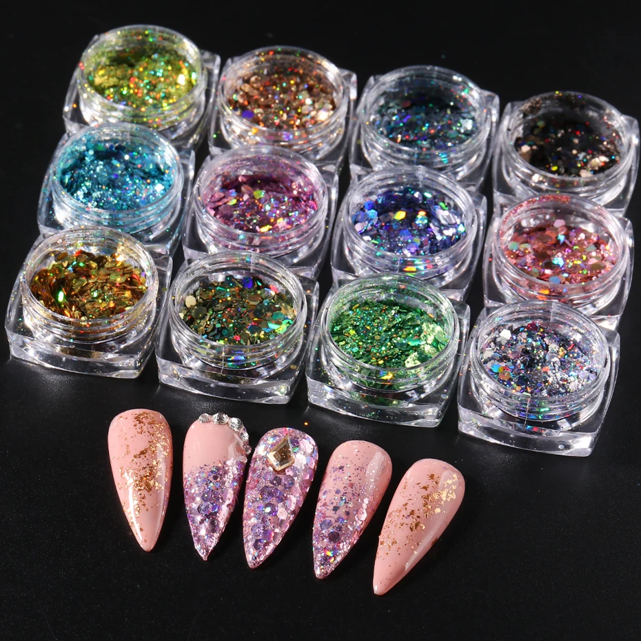 1 коробка Симфония русалки блестки для ногтевого дизайна сверкающие 3D