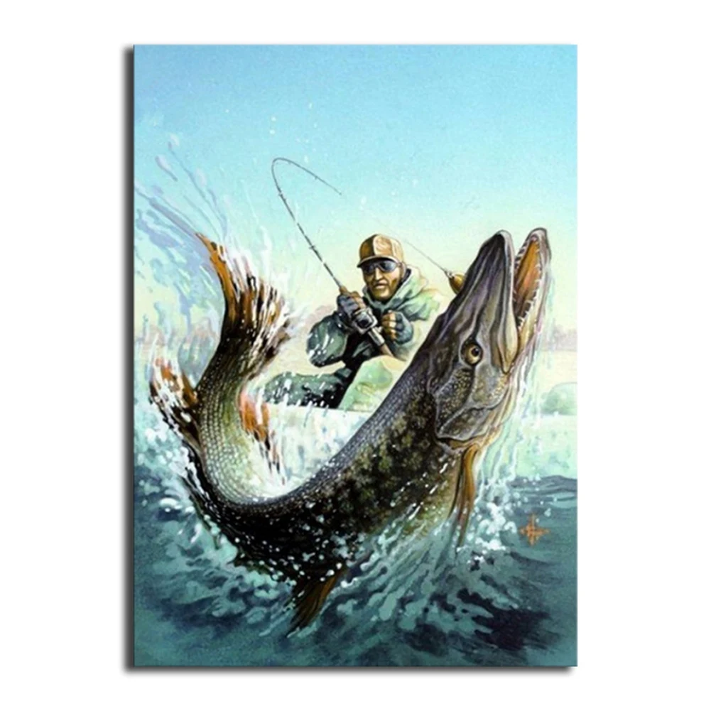 

Алмазная вышивка «рыбаки» с круглыми стразами 5D