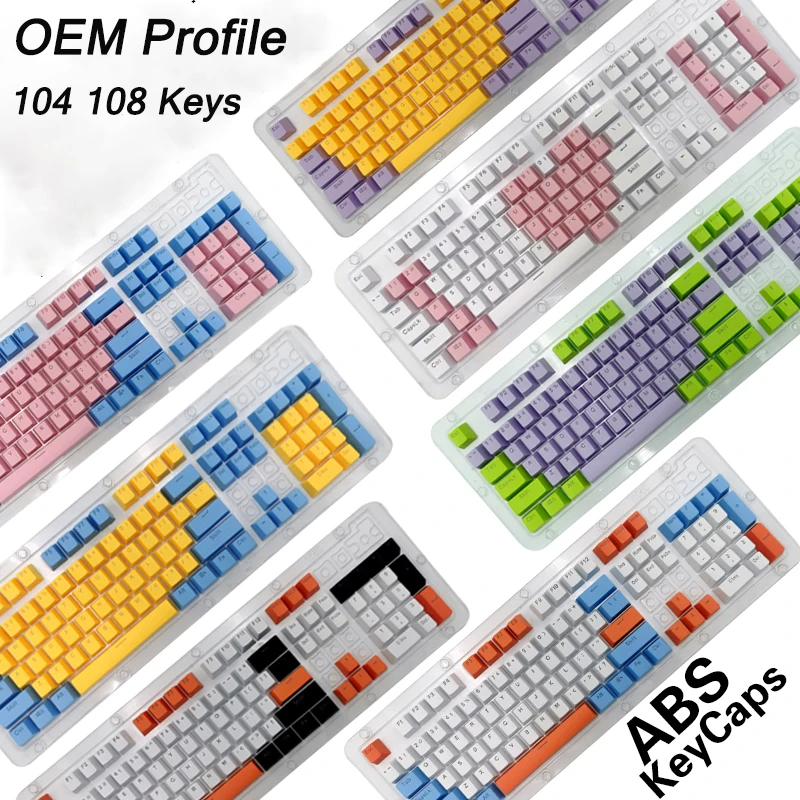 

Клавиатура ABS Keycap 104 108 клавиши набор OEM профильная механическая клавиатура с подсветкой Doubleshot Mx Switch 61 87 раскладка клавиши для пробела
