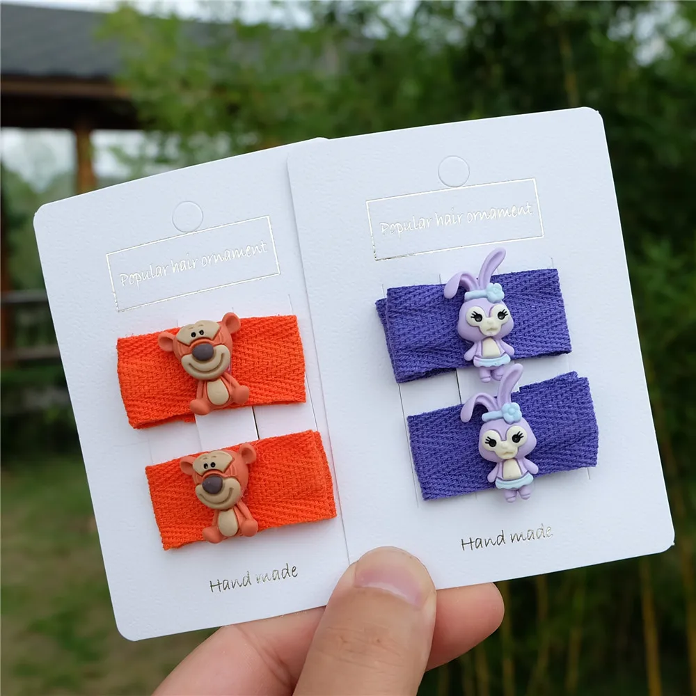 2 шт./компл. детские заколки для волос с рисунками животных цветные ленты