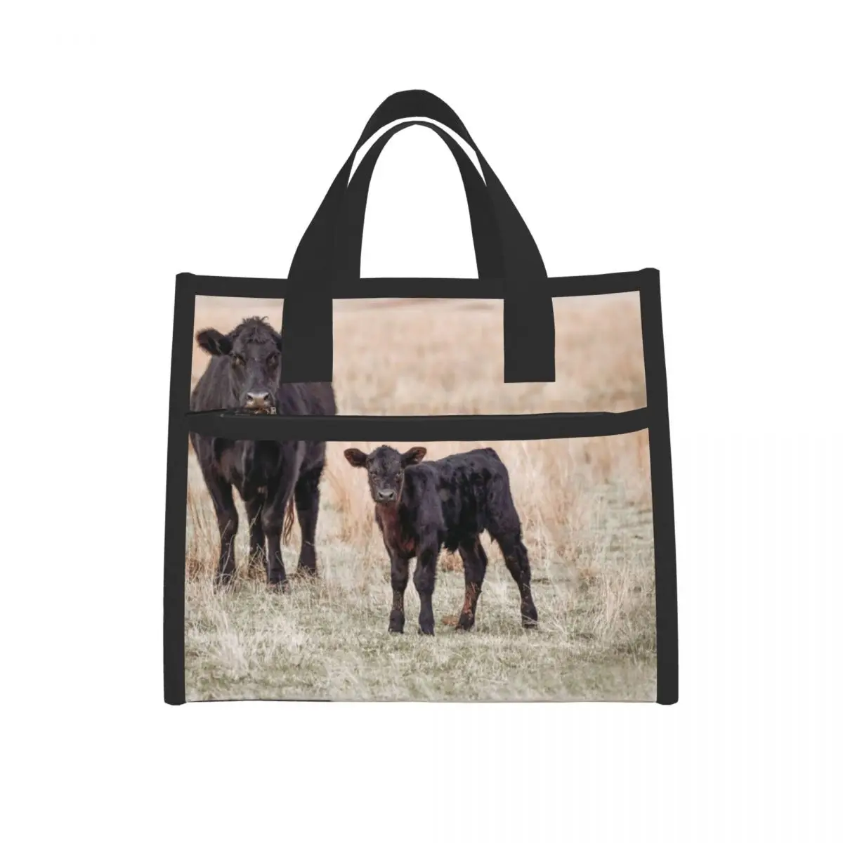 

Cow Lunch Bags for Women Insulated Lunch Box Cooler Tote Bag with Front Pocket Reusable Lunch Bag for Men Adults Girls