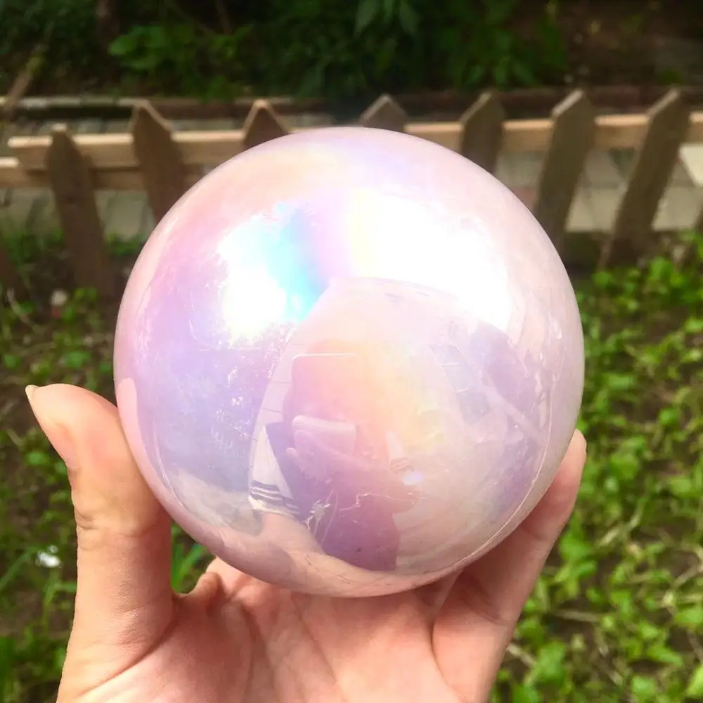 Стандартный розовый кварцевый шар с гальваническим покрытием хрустальный