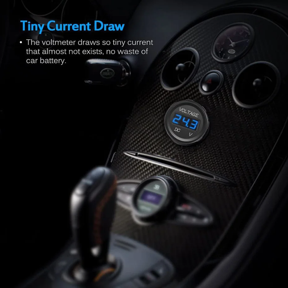 New Mini Round Waterproof Motorboat Motorcycle DC5V-48V LED Panel Digital Voltmeter Tester Monitor Display |