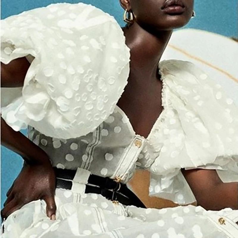 DEAT 2020 новая весенняя и летняя модная женская одежда с квадратным воротником