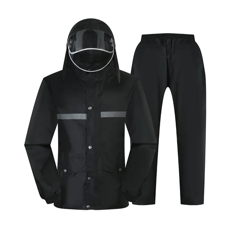 

Waterproof Pants Raincoat Jacket Adult Set Thick Poncho Raincoat Hiking Outdoor With Hood Regenjacke Rain Coat Men JJ60YY