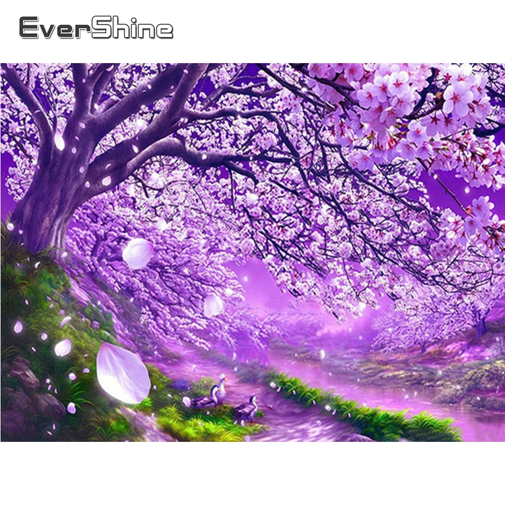 Evershine 5D картина для алмазной вышивки с пейзажем деревом полностью квадратная