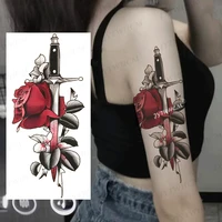 sexy rose tattoos stickers waterproof tattoo temporary womens chest art temporary female tattoo flash flower body decorations