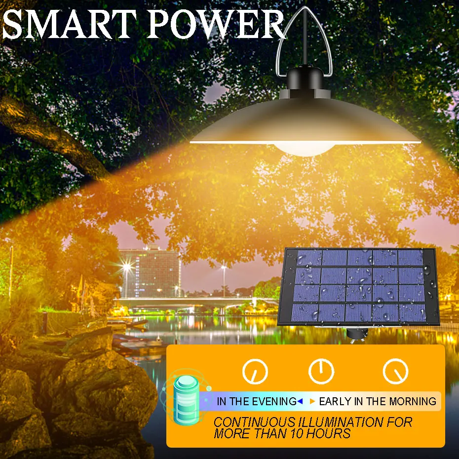 Водонепроницаемый уличный подвесной светильник на солнечной батарее для