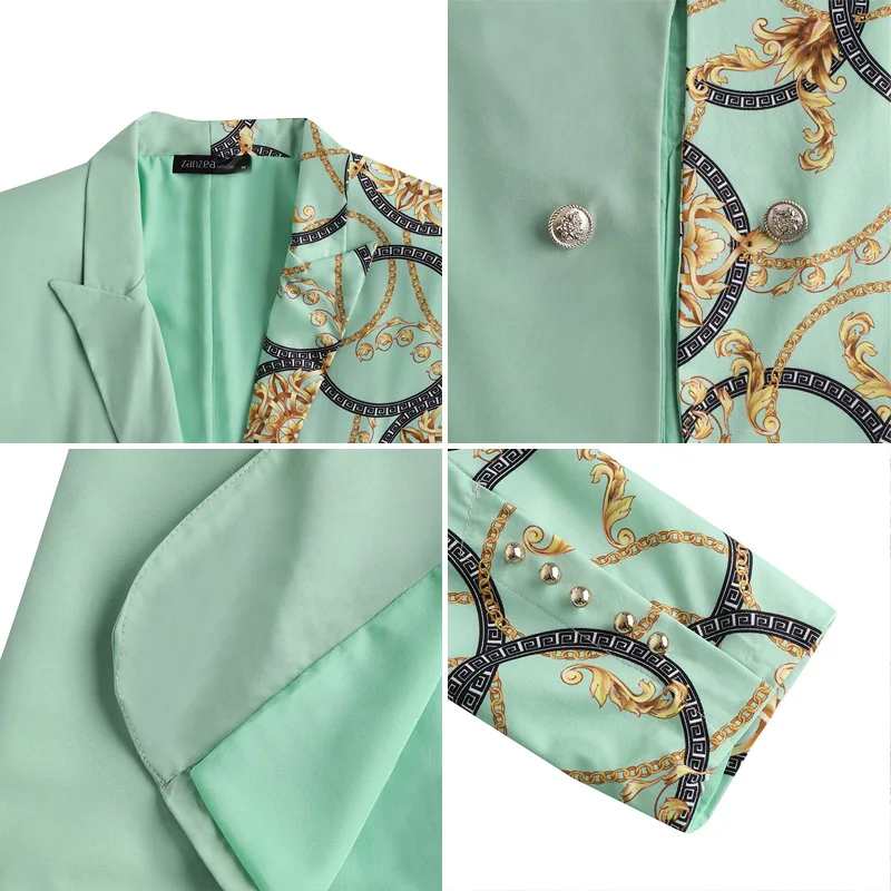 

Lady Casual Oversize Lapel Cardigans ZANZEA Autumn Blazer 2021 Fashion Printed Office Outwear Womens Patchwork Long Sleeve Coats