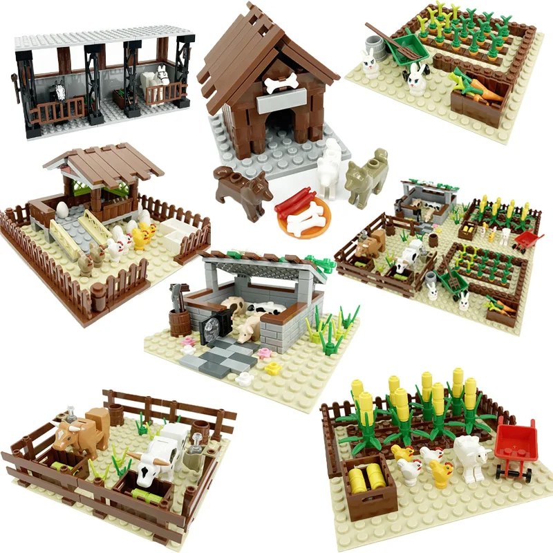 

MOC Pig Farm Chicken Coop Blocks Toys for Kids Compatible Piggery Ranch Bricks Set Children DIY Gifts over 3 Years Old