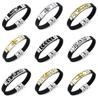bracelet bangle fashion trendy style jewellery for men silicone handmade stainless steel scorpion cross decoration wrist band
