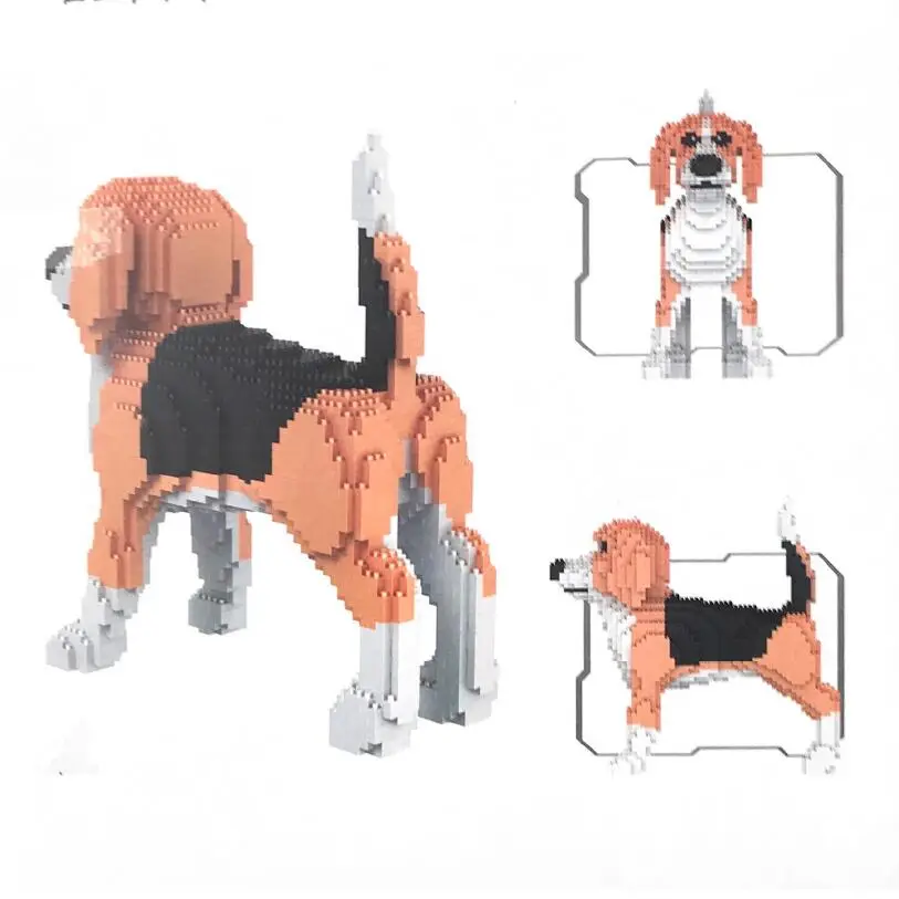 Маленькие блоки модель собаки Foxhound мини кирпичи животные строительная игрушка
