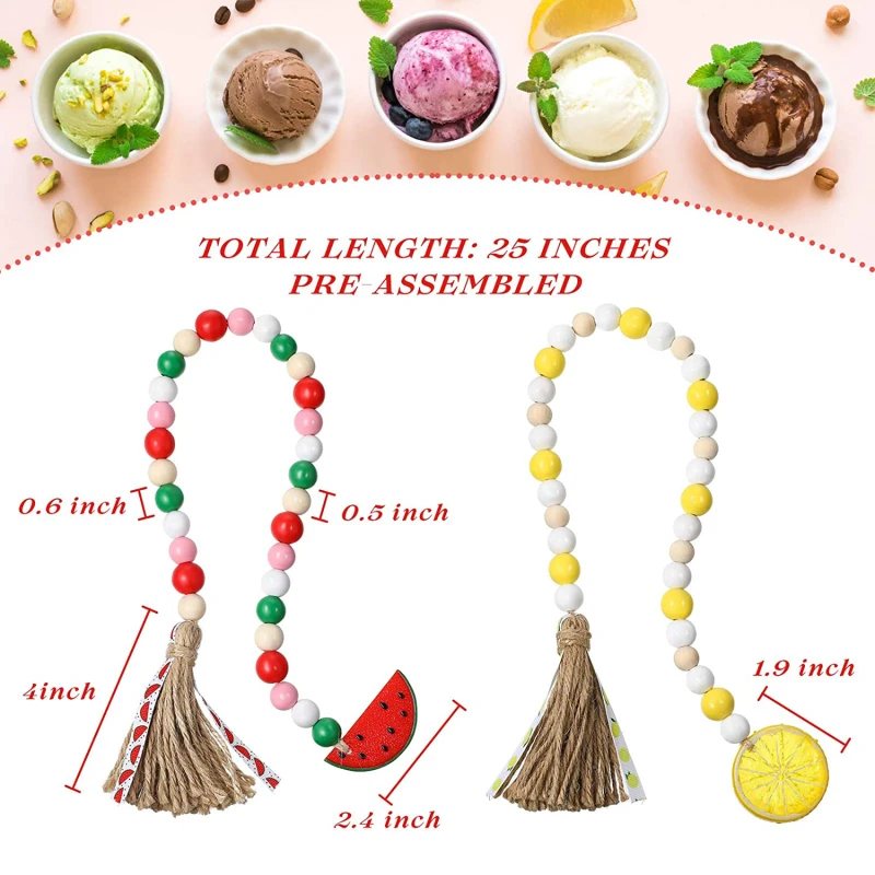 

1pcs Wooden Bead String Decors Tassel Beaded String Watermelon Hanging Bead