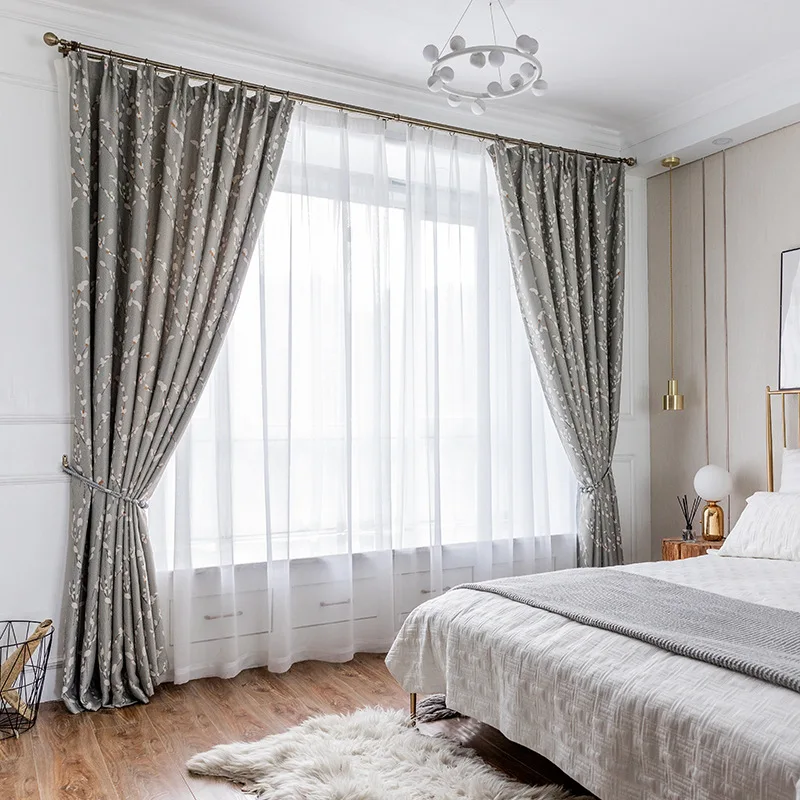 Современные Плотные Шторы BIGMUM Rideaux с цветочным рисунком сливы для гостиной