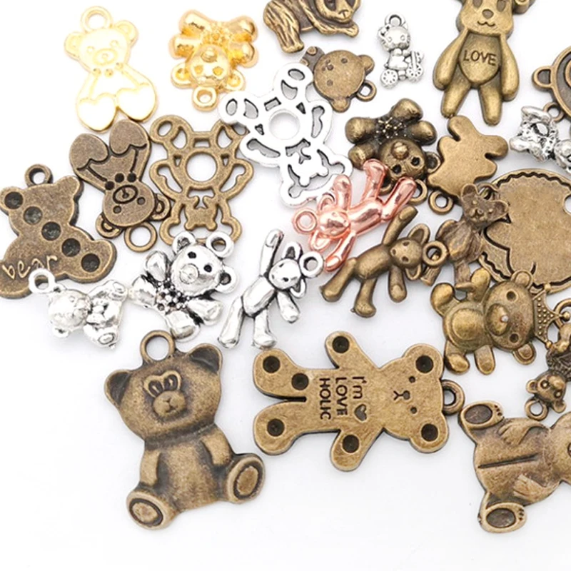 

50g 100g DIY Mixed Bear Charms Pendant Animal Bracelets Necklaces for Craft Jewelry Making Kit Components Craft Wholesale