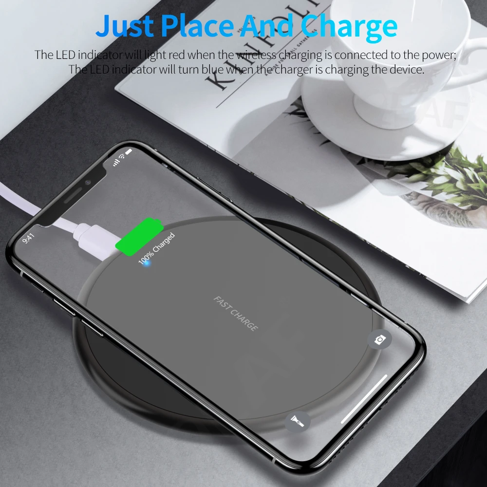 10w fast wireless charger for iphone 11 8 plus qi wireless charging pad for samsung s10 huawei p30 pro phone charger adapter free global shipping