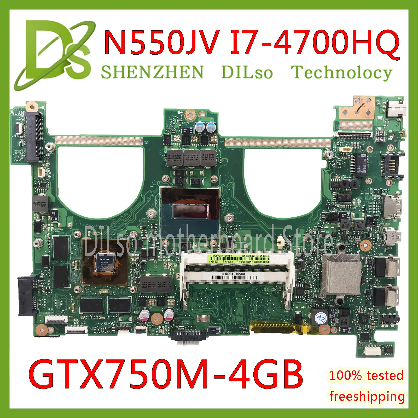 KEFU N550JV для ASUS N550jv N550JK N550J N550JX материнская плата для ноутбука i7-4700HQ GTX750 4 Гб GPU Материнская плата Тест новая материнская плата