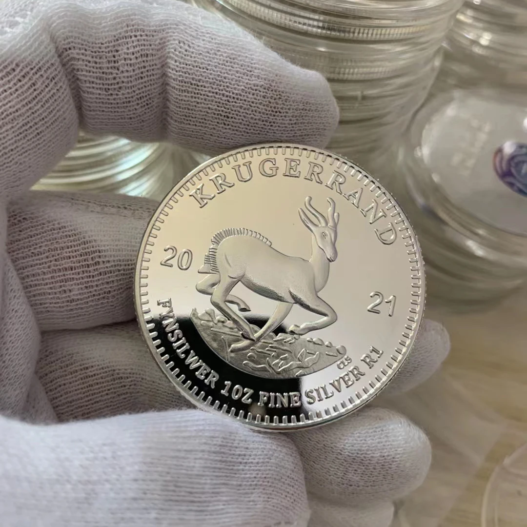 2021 South Africa 1 oz Silver Krugerrand Coin Animal Replica Commemorative Coins |