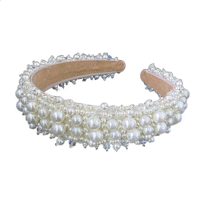 

FD003 Elegant Bridal hairpiece fashion wedding headpiece classic hangmade pearl hair hoop sewing bead bridal tiara crown