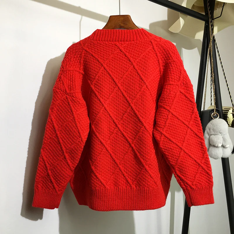 CHRLEISURE Women Cardigan Lazy Wind Sweater Single Breasted Twist Knit Jacket Autumn |