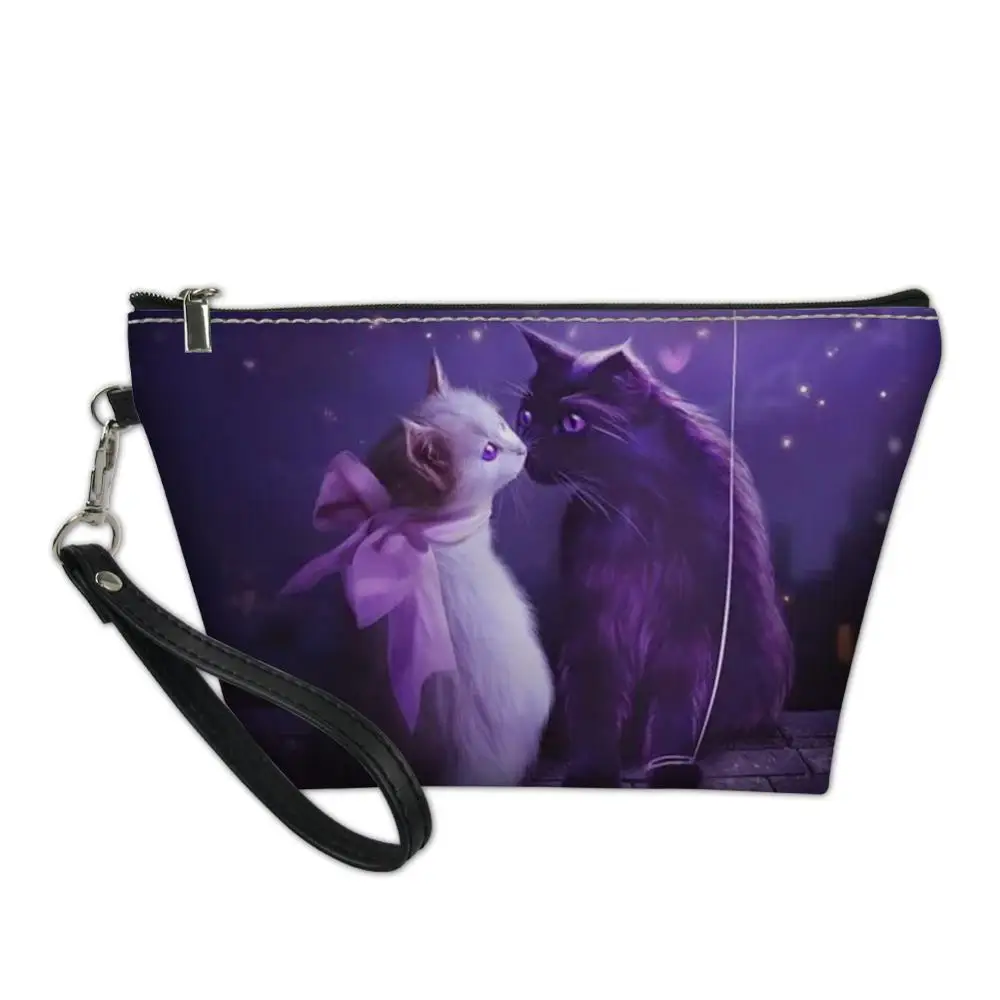 

HaoYun Fashion Women's PU Leather Cosmetic Bags Fantasy Cats Pattern Girls Functional Travel Make Up Necessaries Toiletry Kit
