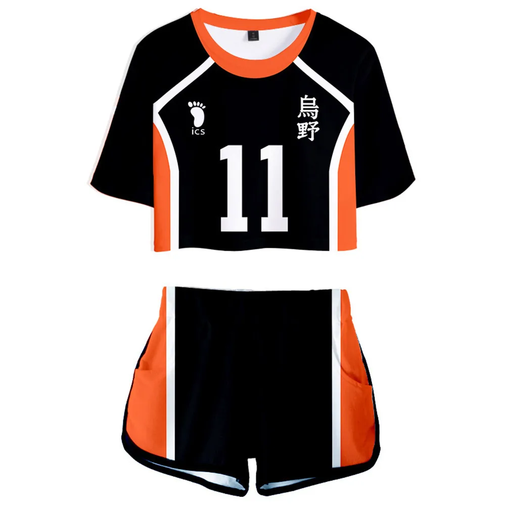 

Новинка Аниме Косплей Женщины Haikyuu Tsukishima Kei косплей костюм Джерси Спортивная одежда Униформа летняя футболка для девочек + шорты костюм
