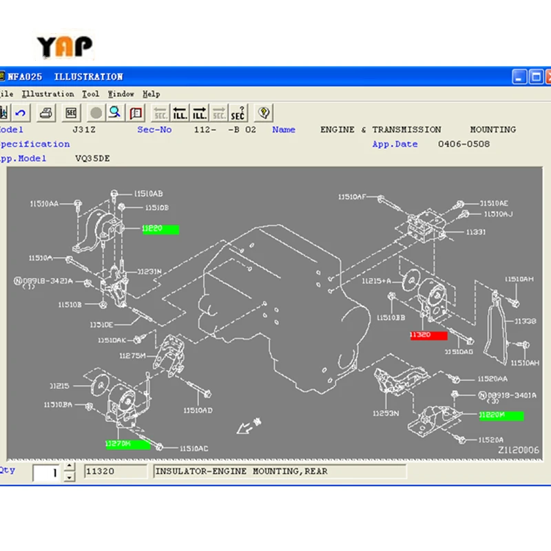 Новое крепление двигателя заднего для Nissan Altima 2.5L 11320-CN005 2002-2006