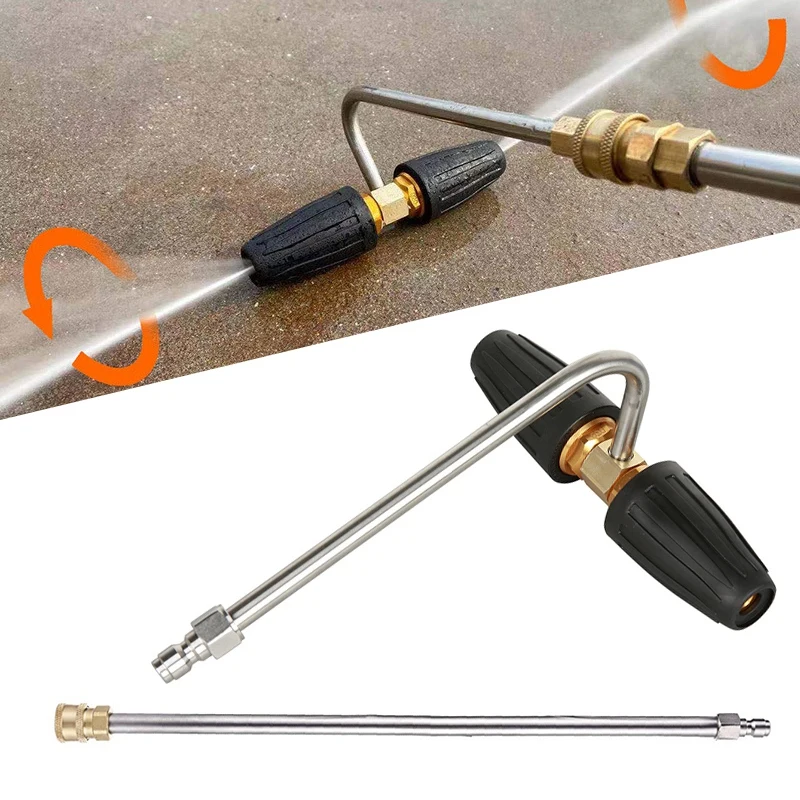 

1/4 inch High Pressure Double Rotating Nozzle, 360 Degree 4000PSI Turbo Nozzle with Straight Rod for Car Wash, Garden