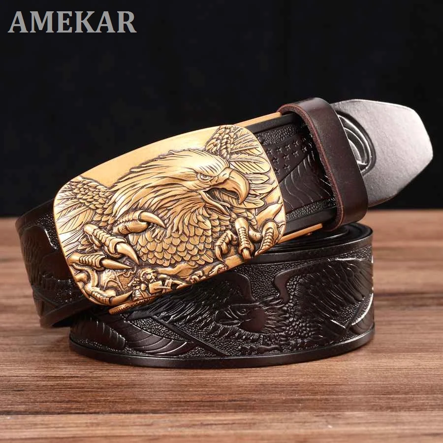 

Men's Leather Belts Belts for Men Genuine Leather Ratchet Belt Automatic Buckle Wide:35mm Men Automatic Buckle Belt