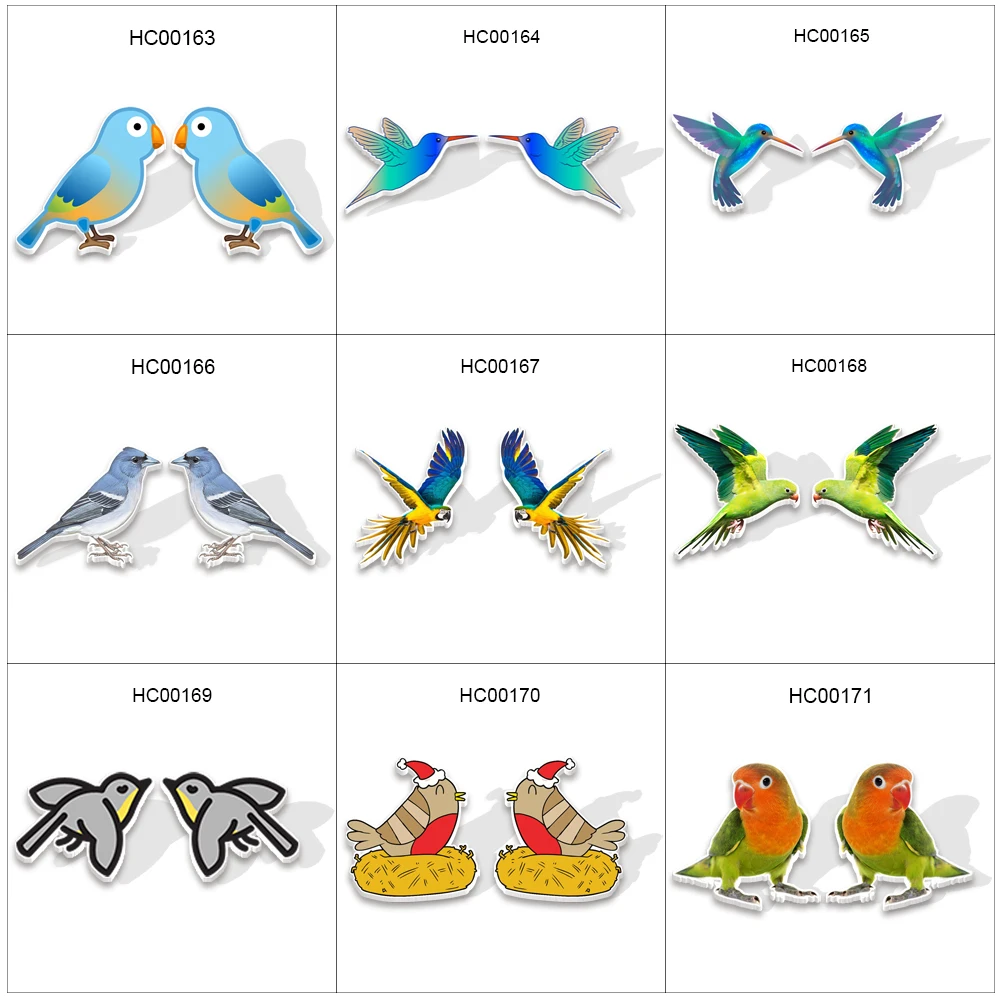 

Серьги-гвоздики в виде попугая для женщин, Простые Модные Акриловые фирменные украшения для ушей, эпоксидная смола