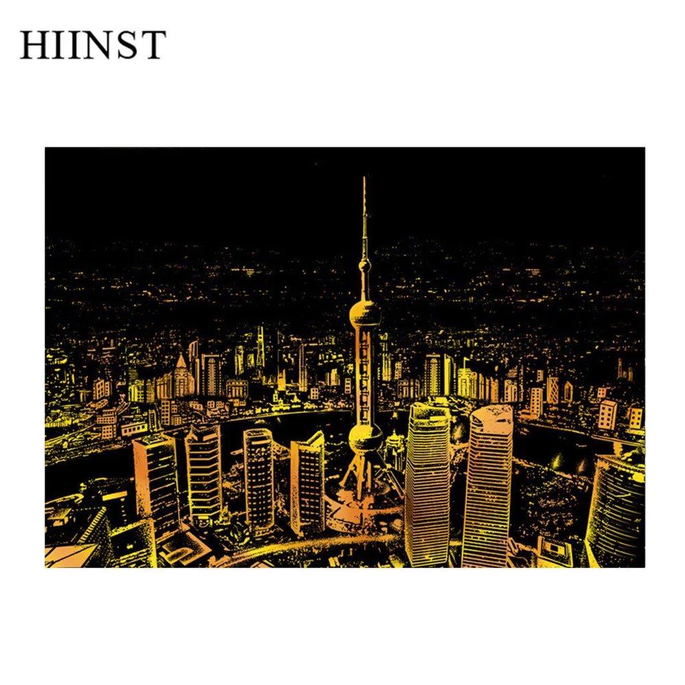 HIINST игрушки для рисования Детские трафареты города скребковая живопись взрослых