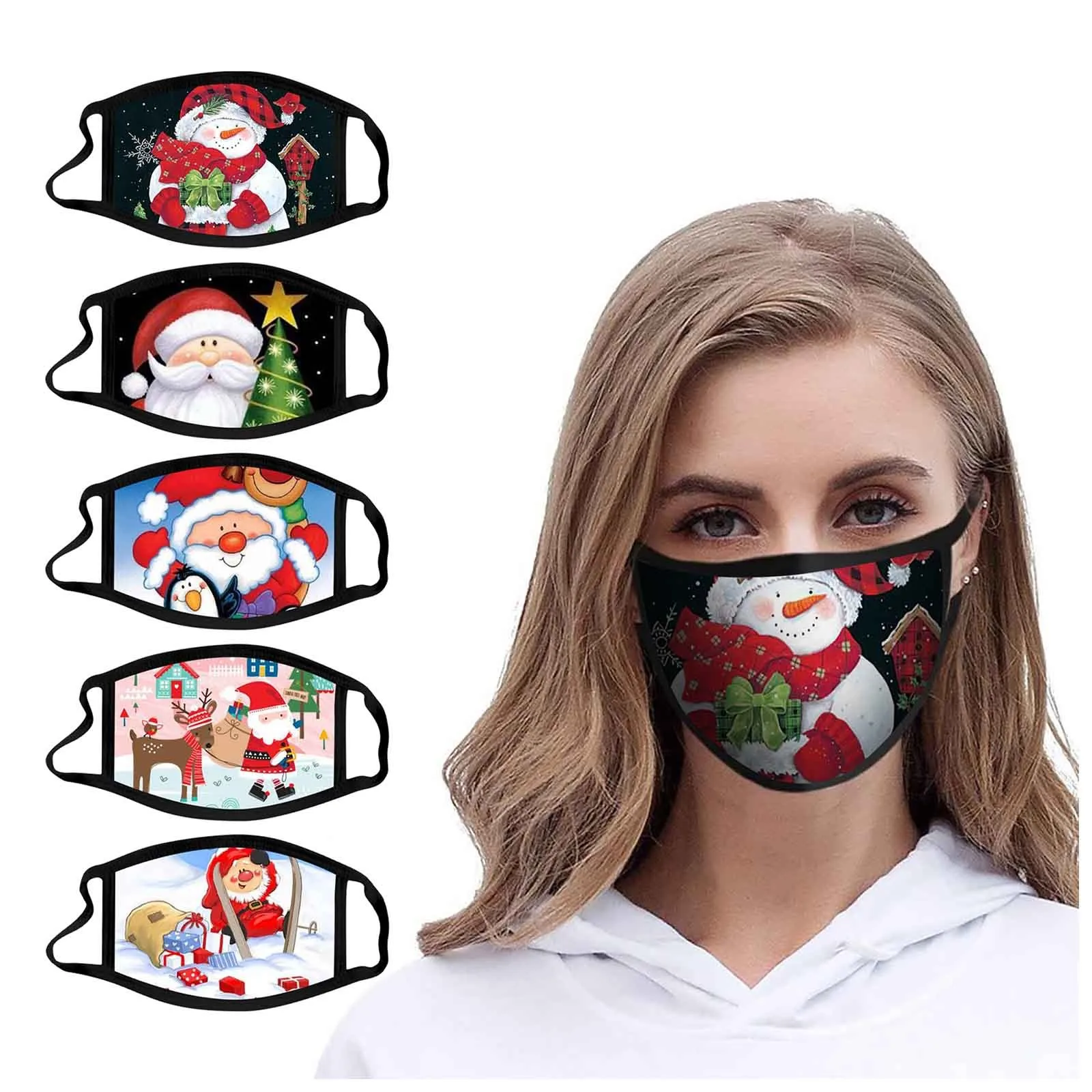 

Маски для взрослых с рождественским принтом моющиеся маски Моющиеся Многоразовые маски для лица защитные маски для взрослых Косплей на Хэл...