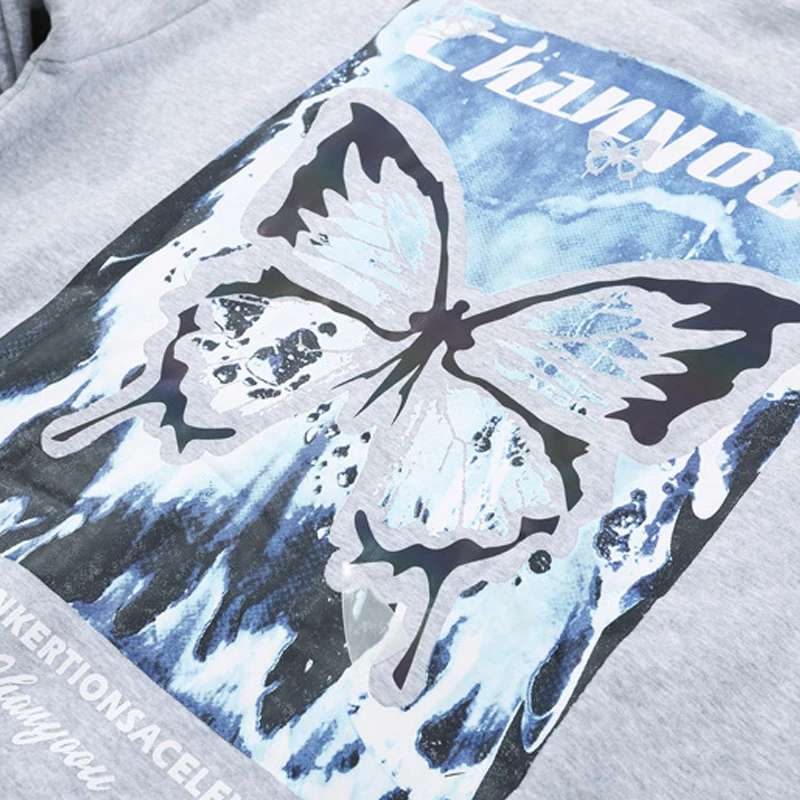 

Butterfly Printed Fleece Pullover Hoodies Men/Women Casual Hooded Streetwear Sweatshirts Hip Hop Harajuku Male Tops WY419