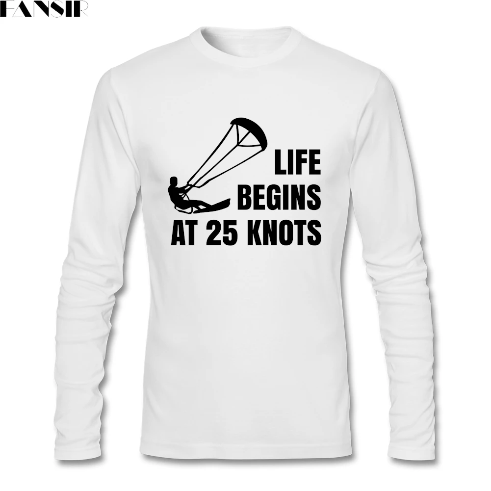 Новый дизайн для кайтсерфинга жизнь начинается в 25 узлов Кайтсерфинг футболка