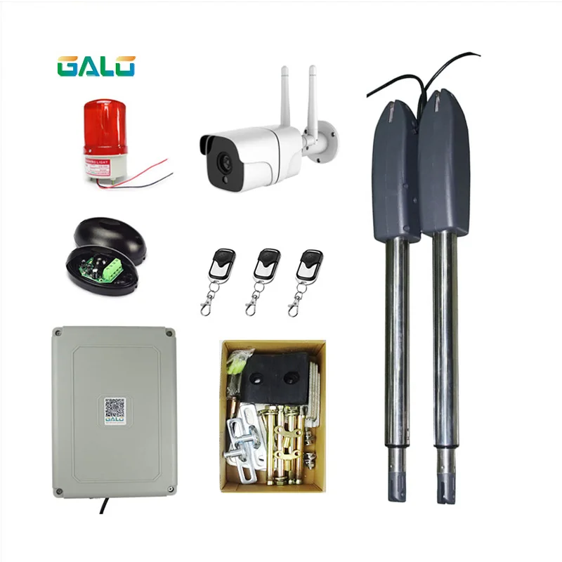 Outdoor camera Открывалка для распашных ворот привод PKM-C02 400 кг на лист Авто сверхмощный Полный комплект с 1080P Беспроводная ip-камера на открытом воздухе опционально - Цвет: Outdoor camera