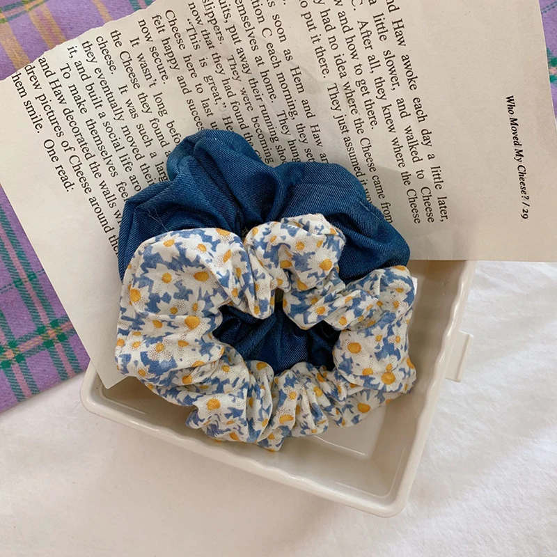 Женские элегантные эластичные резинки для волос в клетку с цветочным принтом