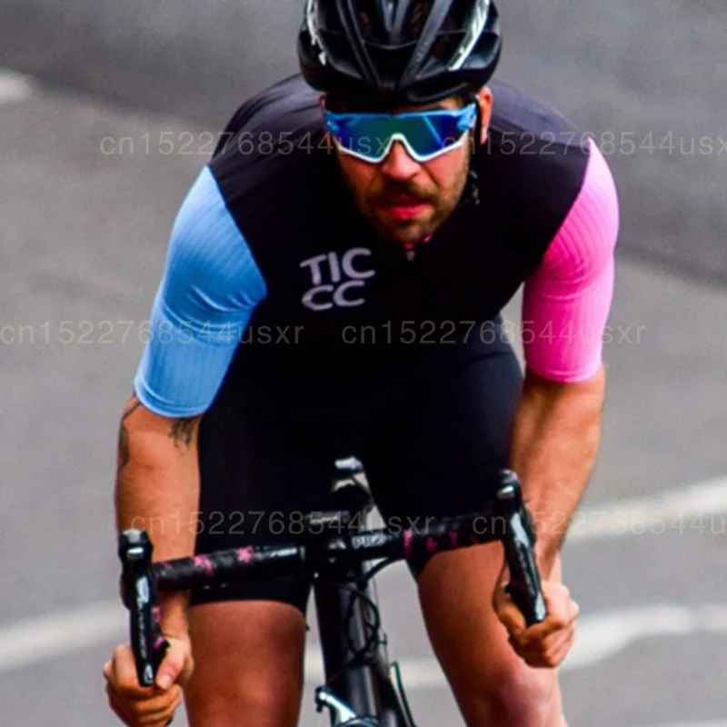 Мужская синяя и розовая велосипедная футболка с рукавом для езды на велосипеде