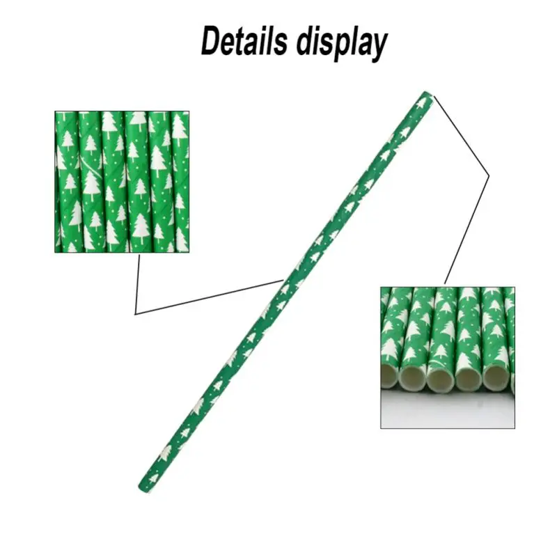 25 шт одноразовые соломинки для питья Рождественский дизайн Биоразлагаемые