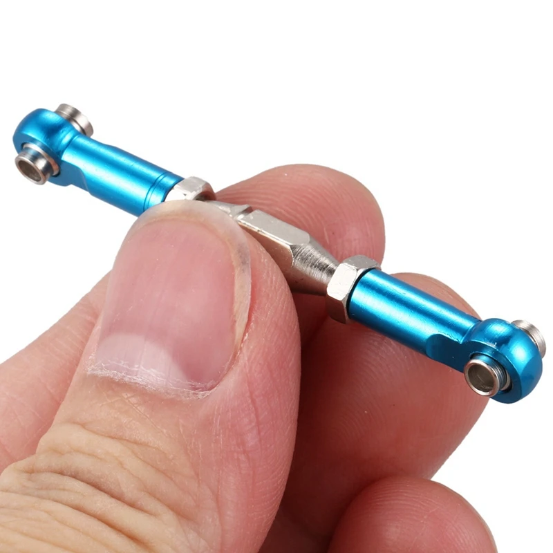

7Pcs 1/14 Rc Car Parts Metal Linkage Servo Pull Rod Steering Tie Rod Set & 4Pcs Metal Combiner,Blue