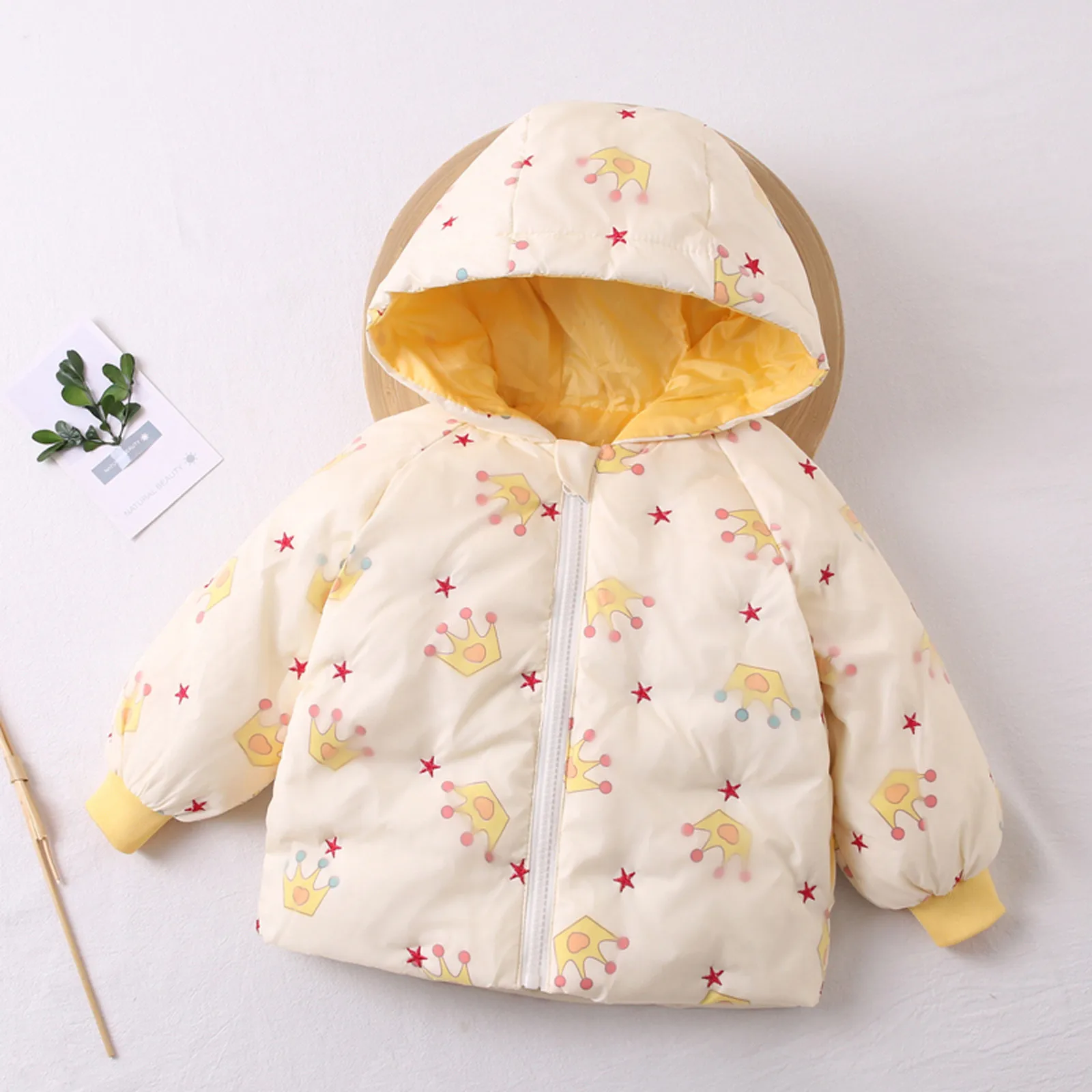 

Toddler Baby Winter Windproof Cartoon Print Coat Hooded Warm Outwear Jacket